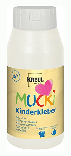 Kreul 24383 – Mucki barnlim, 750 ml flaska, vattenlöslig, lösningsmedelsfri, PVC-fri, luktfri, universellt användbar, parabenfri, glutenfri, laktosfri, vegansk, tvättbar, glasklar