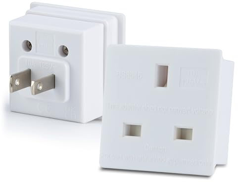 UK to US Adapter England American Socket 3 Pin to 13 Amp Plug Type G to Type A B travel adaptor 10 amp - pack of 2