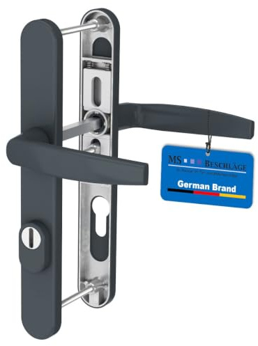 Schmalrahmengarnitur mit Kernziehschutz Anthrazit RAL7016 92mm Nebeneingangstürbeschlag Haustürbeschlag Langschildgarnitur Profilzylinder Lochung Türdrücker (Drücker/Drücker, Türstärke 71-86mm)