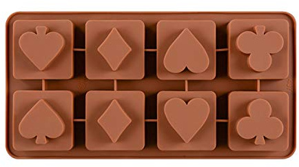 Selecto Bake Poker Moule en silicone en forme de carte à jouer pour jetons de poker, chocolats, moule de cuisson pour bricolage, gelée, glace, gâteau, chocolat, cupcakes, sucre, desserts, artisanat