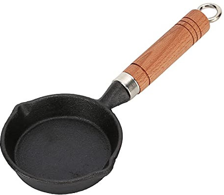 Mini Gusseisen-Pfanne, langer Griff, Bratpfanne, 9 cm, Antihaft-Omelett-Pfanne, Eierkochpfanne, kleine Pfannkuchenpfanne, Kochgeschirr, sicher für Gasherd, Induktionsherd, Herd