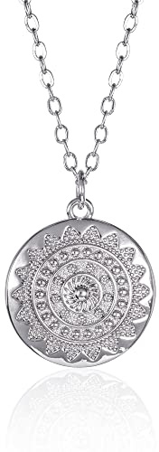 ZAVANA Runde Scheiben-Halskette, Halskette mit rundem Mandala Anhänger. Zierliche Halskette mit glänzendem Anhänger für Damen und Teenager Mädchen. Hochwertiger Modeschmuck für Frauen.