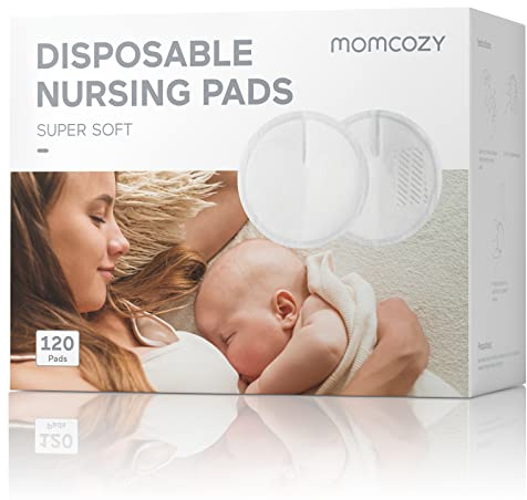 Momcozy Einweg-Stilleinlagen, super saugfähig und trocken bleiben, atmungsaktive Stilleinlagen zum Stillen, 120 Stück, Supper Fit & auslaufsichere Brustwarzeneinlagen