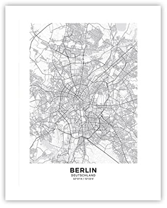 Poster ohne Rahmen Deko 40x50cm Stadt Karte Berlin Wandposter Art Prints Wanddeko Bild Wand Kunstdruck Wandbilder Dekoration Wohnzimmer Schlafzimmer Küche Modern Wall Art Decor - P2XPA40x50-4681