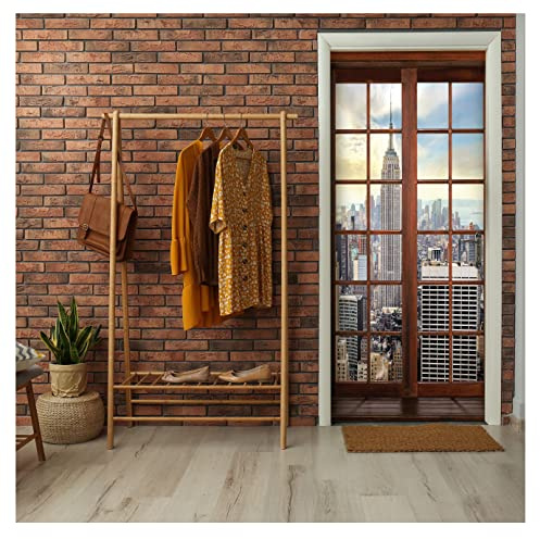 Wallarena Türtapete, Fensterblick, 91x211cm | Fototapeten - Tapeten - für Wohnzimmer Schlafzimmer - Vliestapete Wandtapete Tapete 3D Effekt- inkl. Kleister