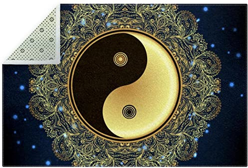 MIMORRE YingYang Teppich mit Mandala-Symbol für den Innenbereich, mit rutschfester Unterseite, weich, saugfähig, Bodenteppiche, unter dem Schreibtisch/Tisch, für Kinderzimmer, dekorative Teppiche, 1,2