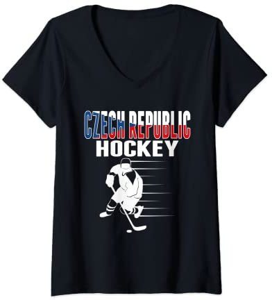 Womens Czech Republic Ice Hockey Fans Jersey - Support Czech Hockey V-Neck T-Shirt
