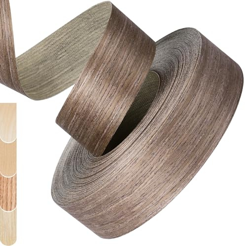 ZYJT Walnut Edge Banding, 1 1/2 inch x 50ft roll of Veneer Edge Banding - Pre-glued Flexible, Real Wood Tape for Cabinet Repair & Furniture Restoration