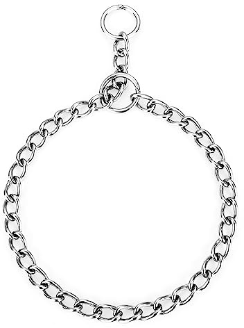 PETTOM Chokerhalsband hund, hund choke-kedja stark för hundar, inget drag järn metallhundar kontrollera kedjehalsband för utomhusträning - XS diameter 2,5 mm längd 45 cm