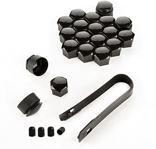 LST 20x Radschraube Abdeckkappen Set 17 mm Schwarz glänzend Diebstahlsicherung