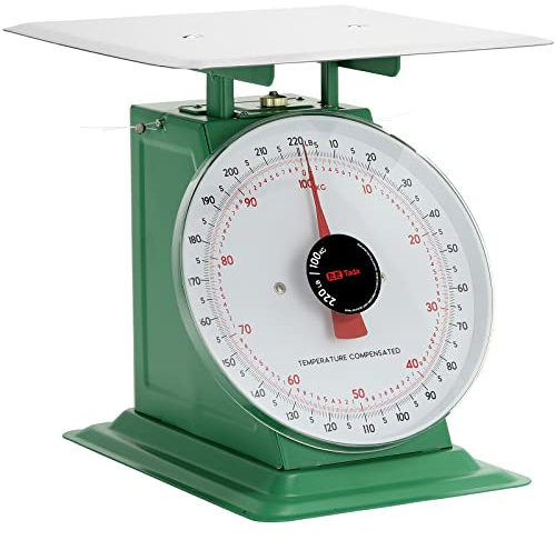 Tada 220lbs Heavy Duty Mechanical Kitchen and Food Scale Industrial Scale with Stainless Steel Platform Analog Produce Scale for Farmers Market and Horse Hay