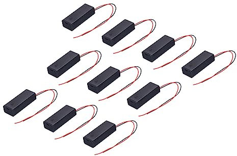 QUARKZMAN 2 x 1.5V AAA Batterie Support x 10pcs 2 Fils Ressort Chargé Piles Étui pour Électronique Bricolage, Noir