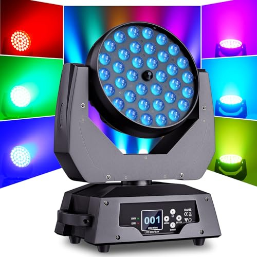 36x10W Moving Head LED Wash Lichteffekt Zoom 23-72 Grad dmx512 DJ Lichter Fokussierung RGBW Touchscreen Bühnenleuchten für Weihnachten Hochzeit Disco Party Bar