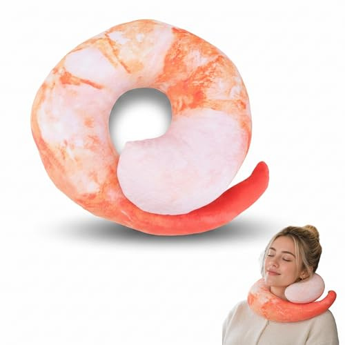 Veemoon Jouets de voyage oreiller traversin oreiller de voyage oreiller de voyage en peluche pour enfants crevettes bavoir oreiller cou oreiller de voyage cadeau crevettes coussin saucisse coussin