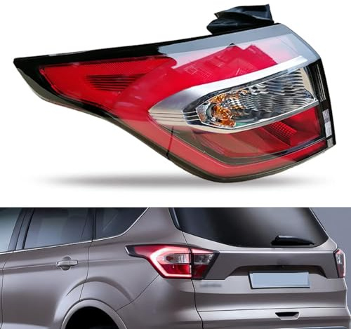ORCOW Piloto Posterior para Ford Kuga 2017 2018 2019, Freno/Niebla/señal de Giro/Luz Trasera Lente y Vivienda Izquierda Derecha, Acrílico Transparente Rojo,Right-Outer-1pc