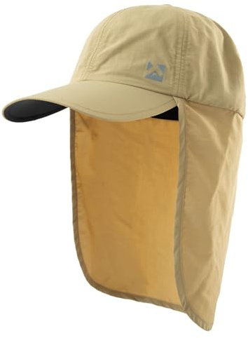 TOP-EX XL/XXL wasserdichte Baseball Cap Herren mit Nackenklappe UV-Schutz Sonnenhüte Damen, Faltbar Sommerhüte Safari Wandern Outdoor-Hut Atmungsaktiv Verstellbar Khaki M/L