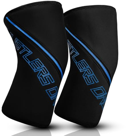 Hustlers Only Rodilleras de gimnasio de 7 mm para levantamiento de potencia, levantamiento de pesas, rodilleras de doble capa para apoyo, alivio de pian y protección, par resistente para hombres