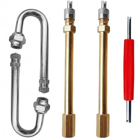 ZILAMGOO 5PCS Dually Valve Stem Extenders, Heavey Duty, Straight Metal Dual Wheel Valve Stem Extensions for Truck Tires, RV Tires, Motorhome, Coach, Pickup, Motorcycle, Bike, Trailers