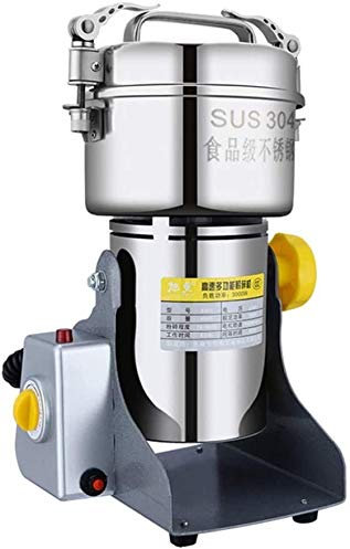 MOLVUS Electric Grain Grinder Superfine Mill Electric Malt Crusher Stainless Steel Grain Mill Homebrew Dry Feed Flour High-Speed Timed Milling Machine 800g