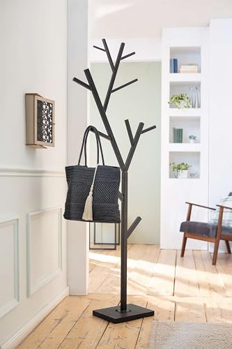 FRANK FLECHTWAREN Garderobe Baum, Metall, mattschwarz Maße: 64 x 25 x 180 cm, einfache Selbstmontage, vielseitige einsetzbar, Platzsparend