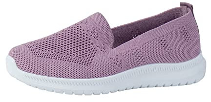 Modische Damen-Sportschuhe, atmungsaktiv, einfarbig, gestrickt, Mesh, flach, lässig, Wassergymnastik-Schuh, violett, 38 EU