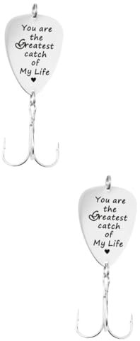 Supvox 2stücke Gitarrenplektrum Mit Dreifach-Haken Graviert Mit You Are My Greatest Catch of My Life Anglerzubehör Für Outdoor-aktivitäten Und Angelköder Für Verschiedene Fischarten