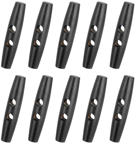 sourcing map Knebelknöpfe aus Holz, 80 mm, 2 Löcher, Olivenform, für Heimwerker, Mantel, Kleidung, Accessoires, Kleidung, Dekoration, Schwarz, 10 Stück