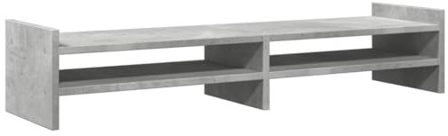 vidaXL Monitorständer, Schreibtischaufsatz mit Stauraum für 2 Monitore, Unterbau Bildschirm Laptop Ständer, Tisch Erhöhung für PC Monitor Drucker, Betongrau Holzwerkstoff