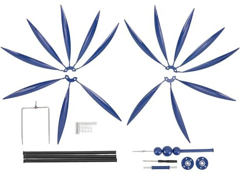 Hilandero de Viento Al Aire Libre con Estaca de Tierra Esculturas de Viento de Metal Arte de Hierro Giratorio de 360 ​​​​Grados Molino de Viento Azul Escultura Decoración para