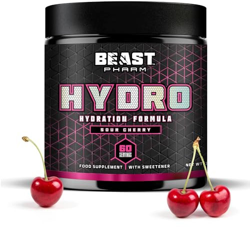 Beast Electrolytes Powder - 60 Servings Keto Hydration Drinks with Potassium Supplement - 360g, Sour Cherry