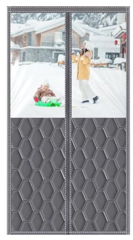 Magnetic Thermal Insulated Door Curtain 70cm 80cm 90cm 95cm 110cm 120cm 130cm Windproof Door Screen Cover, Transparent Visible Window Insulated Door Curtain(80x200cm)