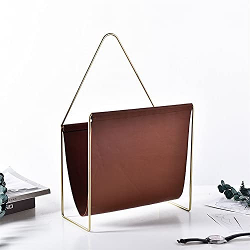 Zeitschriftenhalter im europäischen Stil, leicht, luxuriös, Metall, Leder, für Büro, Badezimmer, Wohnzimmer, Küche, modernes Zeitschriftenregal, tragbares Bücherregal mit Zeitschriftenhalter