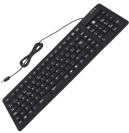 Ausla Teclado 108 Teclas Español USB con Cable Portátil Plegable Silencioso Impermeable a Prueba de Polvo Teclado de Silicona