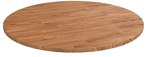 AUVYI Esstisch Ersatztischplatte Ø 70x1,5 cm Runde Tischplatte Bartisch Platte für Gewerbliche Zwecke Holzplatte Cafes Couchtischplatte Restaurants Hellbraun Massives Eichenholz
