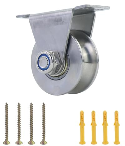 Polea de inversión para cuerdas, polea de inversión, polea de Inversión Acero Inoxidable, 48 mm, con 4 tornillos y 4 tubos de expansión, polea inversión cuerda acero, para el hogar, exterior (plata)