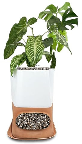 Moutta｜Transfarmers Pot de Fleurs et lombricomposteur Blanc en Terre-Cuite 17L｜Transformez Vos déchets et nourissez Vos Plantes