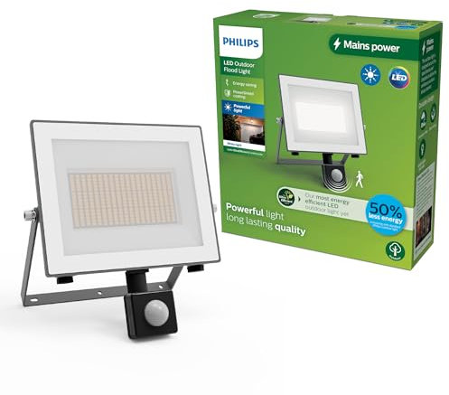 PHILIPS Lois UltraEfficient Outdoor Floodlight, with Motion Sensor, 24 W, 3000 K White Light, Anthracite​