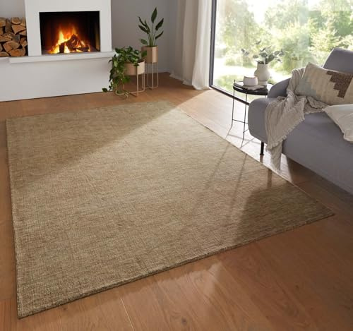 Taracarpet Teppich Vanessa Wool Gabbeh Loom Wollteppich strapazierfähiger Schurwollteppich fürs Wohnzimmer, Schlafzimmer und Esszimmer beige 130x190 cm