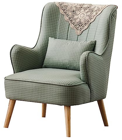 Mid Century Leinensessel mit Holzrahmen, elegantes Retro-Design, bequemer, gepolsterter Sitz, ideal für Wohnzimmer, Schlafzimmer, Empfang und Lesebereich