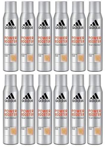 12x adidas Power Booster Deo Body Spray Anti-Transpirant,aromatisch-holziger Duft mit 72 Stunden Schutz vor Schweiß und Körpergeruch,gegen starkes Schwitzen und Körpergeruch 200ml (12er Pack)