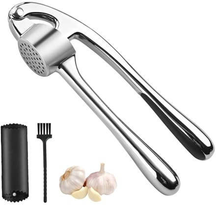 HATTGM Knoblauchpresse mit leicht zu drückendem Griff – Handpresse Edelstahl Effizientes werkzeug zum Extrahieren von mehr Knoblauchpaste