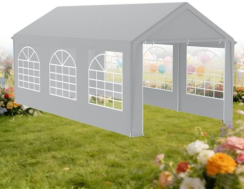 XMTECH Partyzelt Pavillon 3x6 m – Wasserdicht & UV 50+ – Stabiler Stahlrahmen mit PE-Plane – Entnehmbare Seitenteile – Gartenpavillon Hochzeitszelt 18 m² – Grau