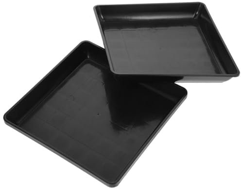 ibasenice Lot De 4 Soucoupes pour Plantes en Pot Carrées 30 Cm Noires, Plateaux pour Plantes D’intérieur Et Extérieur, Récupération D’Eau Solide en Polypropylène pour Pots De Fleurs