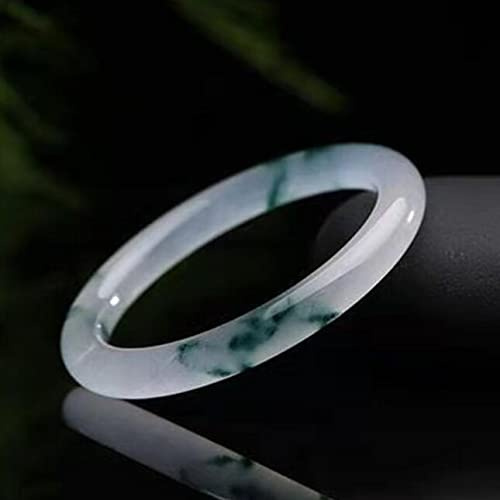 CVQJL Jade-Armreifen, dunkelgrüner Jade-Armreif mit schwimmender Blume, dünnes rundes Jade-Armband für Damen, Quarzit-Jade-Armband, für Freundin, für Mutter, mit Schmuckschatulle, 54–62 mm, 62 mm