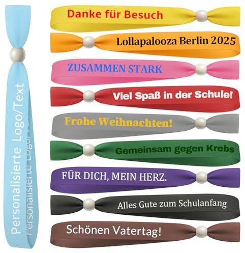 BEXOA Personalisierte Stoffarmbänder mit Text, Logo 30-1000 Stück für Event