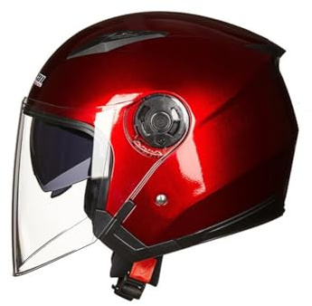 Rouge Casque Ouvert pour Scooter pour Motos électriques et vélos Casques Jet avec Double visière Protection UV Sécurité pour Les trajets Quotidiens ABS résistant aux Chocs. XXL/63-64cm