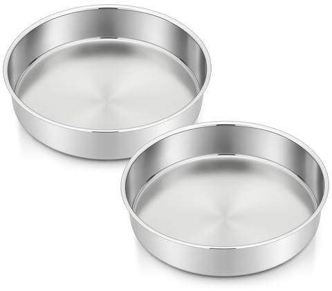 Joyfair Edelstahl Rund Backform Kuchenform 2er Set für Backen - 19 x 5 cm | Backformen für Geburtstag/Hochzeit/Weihnachten Schichttorten, Gesund & Ungiftig, Leicht zu Reinigen & Spülmaschinenfest
