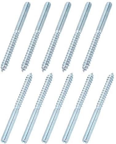 sourcing map M6 Hanger Bolts, 3.15(80mm) Length Double Headed Hanger Bolts 0.24(6mm) Wood Dowel Screw Self-Tapping Threaded Rods Screw for Assembling Wood Furniture Joint, Pack of 10