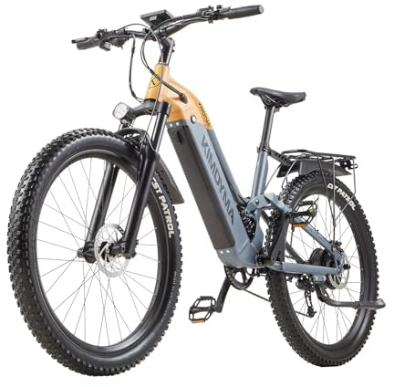 BURCHDA E Bike für Herren Damen 27.5x2.8 Zoll Elektrofahrrad mit 48V 20Ah | Bis zu 140 km 80 Nm 250W Motor 25km/h 9-Gang Schaltung E Fahrrad mit Hydraulische Bremsen Vollfederung Drehmomentsensor K01/2