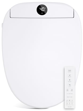 Aquonderful Bidet Toilet Seat, Smart Unlimited Warm Water, Electronic Heated Toilet Seat with Remote Control, Turbo Wash, Dryer, Rear and Front Wash, Slow Closes, Night Light, White 225 (Elongated)